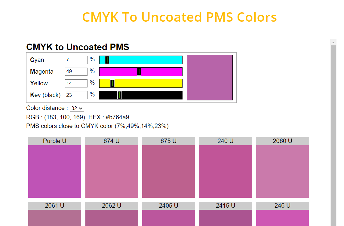 CMYK To Uncoated PMS Colors 