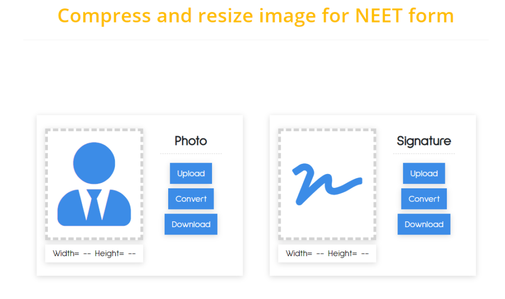 Compress and resize image for NEET form 
