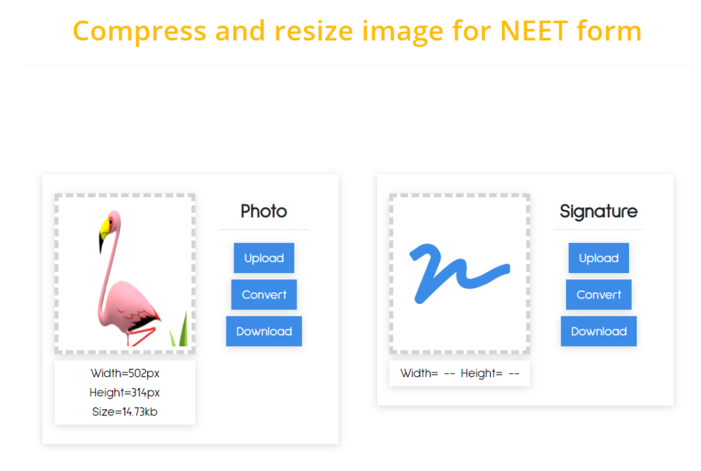 Compress and resize image for NEET form-3 